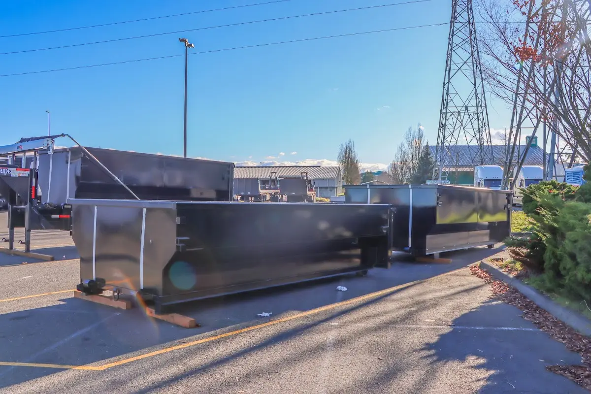 Roll-off dumpster ready for waste disposal at job site for Roofing Dumpster Rental in Kemp Mill